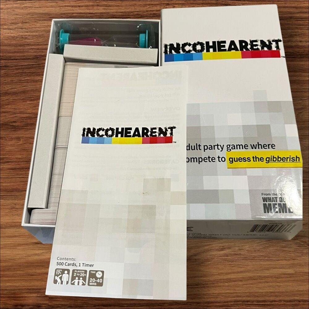 Incohearent Guess the Gibberish Adult Party Game 500 Cards Complete